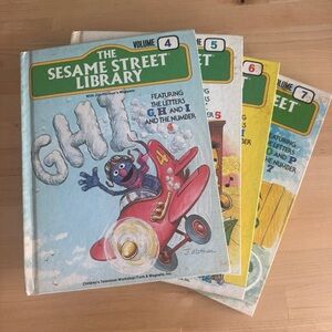 Vintage Sesame Street Library Books Lot Vol 4-7 1970s Kids Books